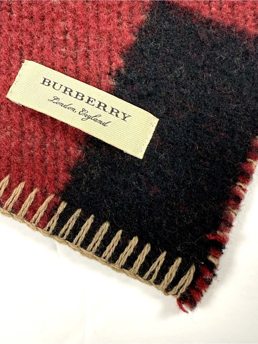 Large Burberry Reversible Check Cashmere Blend Scarf